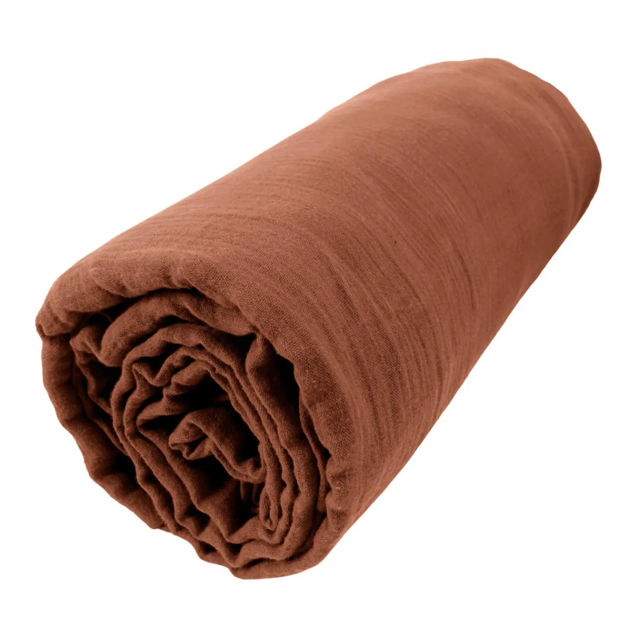 Drap Housse|EMINZA Drap housse gaze de coton (90 x 190 cm) Gaïa Terracotta