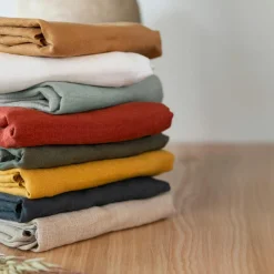 Drap Housse|EMINZA Drap housse lin lavé (160 x 200 cm) Louise Gris ardoise