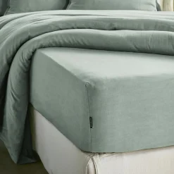 Drap Housse|EMINZA Drap housse lyocell Tencel™ lavé (200 x 200 cm) Olivia Vert Eucalyptus