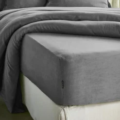 Drap Housse|EMINZA Drap housse lyocell Tencel™ lavé (90 x 190 cm) Olivia granit Gris