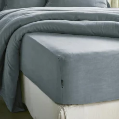 Drap Housse|EMINZA Drap housse lyocell Tencel™ lavé (140 x 190 cm) Olivia stone Bleu