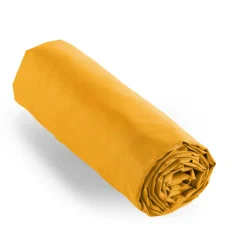 Drap Housse|EMINZA Drap housse percale de coton (90 x 190 cm) Cali Jaune moutarde