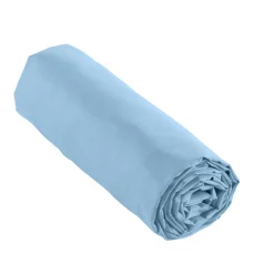 Drap Housse|EMINZA Drap housse percale de coton (90 x 200 cm) Cali Bleu Ciel