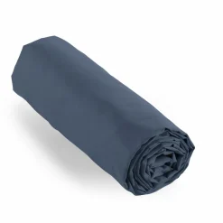 Drap Housse|EMINZA Drap housse percale de coton (90 x 200 cm) Cali Bleu marine