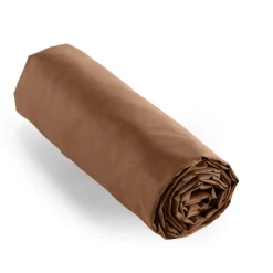 Drap Housse|EMINZA Drap housse percale de coton (160 x 200 cm) Cali Marron Chocolat