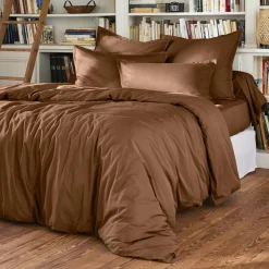 Drap Housse|EMINZA Drap housse percale de coton (160 x 200 cm) Cali Marron Chocolat