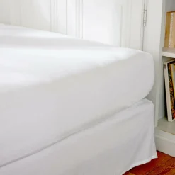 Drap Housse|EMINZA Drap housse percale de coton (200 x 200 cm) Cali Blanc