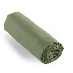 Drap Housse|EMINZA Drap housse percale de coton (90 x 190 cm) Cali Vert romarin