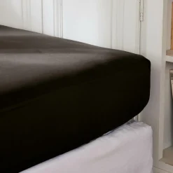 Drap Housse|EMINZA Drap housse percale de coton (180 x 200 cm) Cali Noir