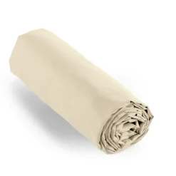 Drap Housse|EMINZA Drap housse percale de coton (140 x 200 cm) Cali Beige