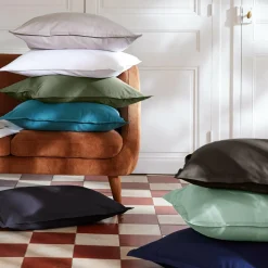 Drap Housse|EMINZA Drap housse percale de coton (200 x 200 cm) Cali Gris Anthracite