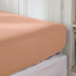 Drap Housse|EMINZA Drap housse percale de coton (140 x 190 cm) Cali Rose Pêche