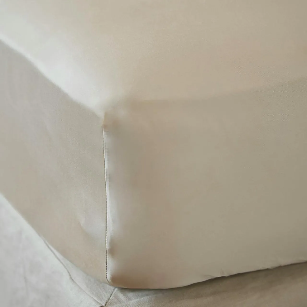 Drap Housse|EMINZA Drap housse satin de bambou (140 x 190 cm) Sienna Beige