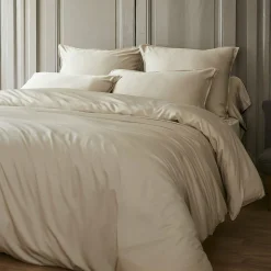 Drap Housse|EMINZA Drap housse satin de bambou (200 x 200 cm) Sienna Beige
