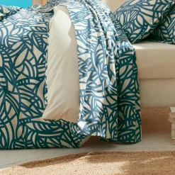 Drap Plat|TRADI LINGE Drap plat coton lavé (280 x 310 cm) Serena Bleu