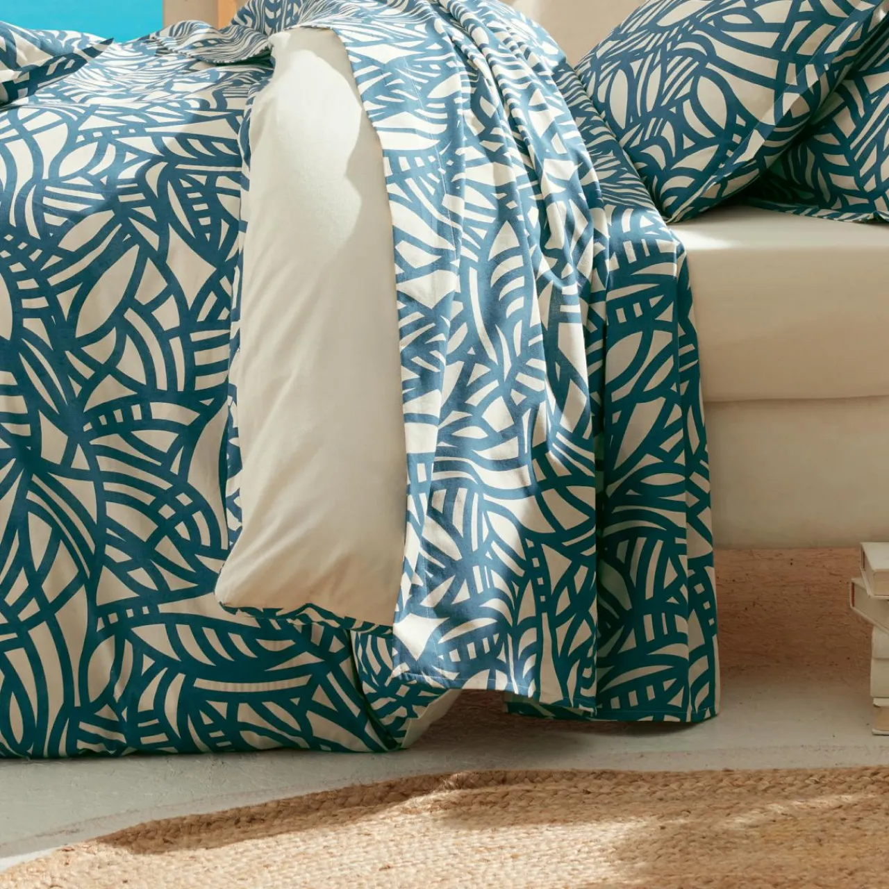 Drap Plat|TRADI LINGE Drap plat coton lavé (240 x 310 cm) Serena Bleu