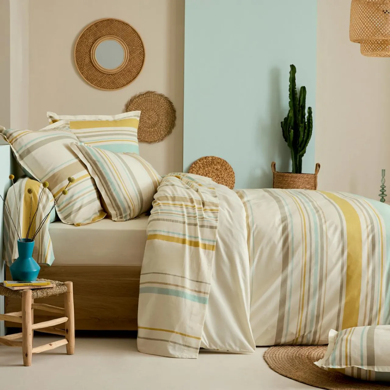 Drap Plat|TRADI LINGE Drap plat coton lavé (280 x 310 cm) Hugo Jaune moutarde