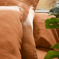 Drap Plat|EMINZA Drap plat gaze de coton (240 x 300 cm) Gaïa Abricot