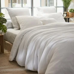 Drap Plat|EMINZA Drap plat gaze de coton (270 x 300 cm) Gaïa chantilly Blanc