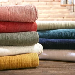 Drap Plat|EMINZA Drap plat gaze de coton (240 x 300 cm) Gaïa Vert sapin