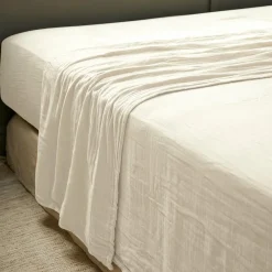 Drap Plat|EMINZA Drap plat gaze de coton (240 x 300 cm) Gaïa pampa Beige