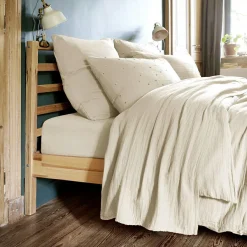 Drap Plat|EMINZA Drap plat gaze de coton (240 x 300 cm) Gaïa pampa Beige