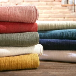 Drap Plat|EMINZA Drap plat gaze de coton (270 x 300 cm) Gaïa Vert tilleul