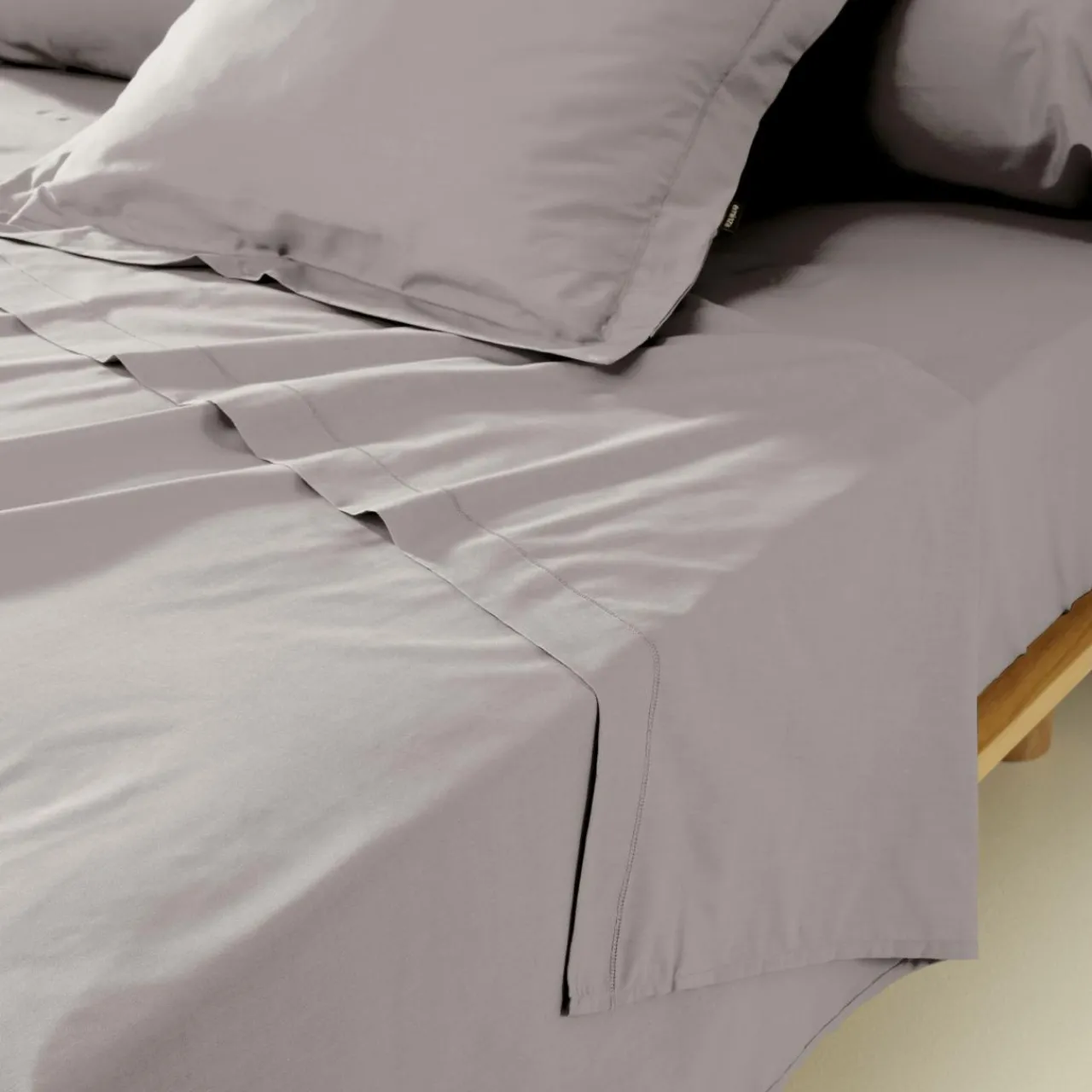 Drap Plat|EMINZA Drap plat percale de coton (240 x 300 cm) Cali Gris clair