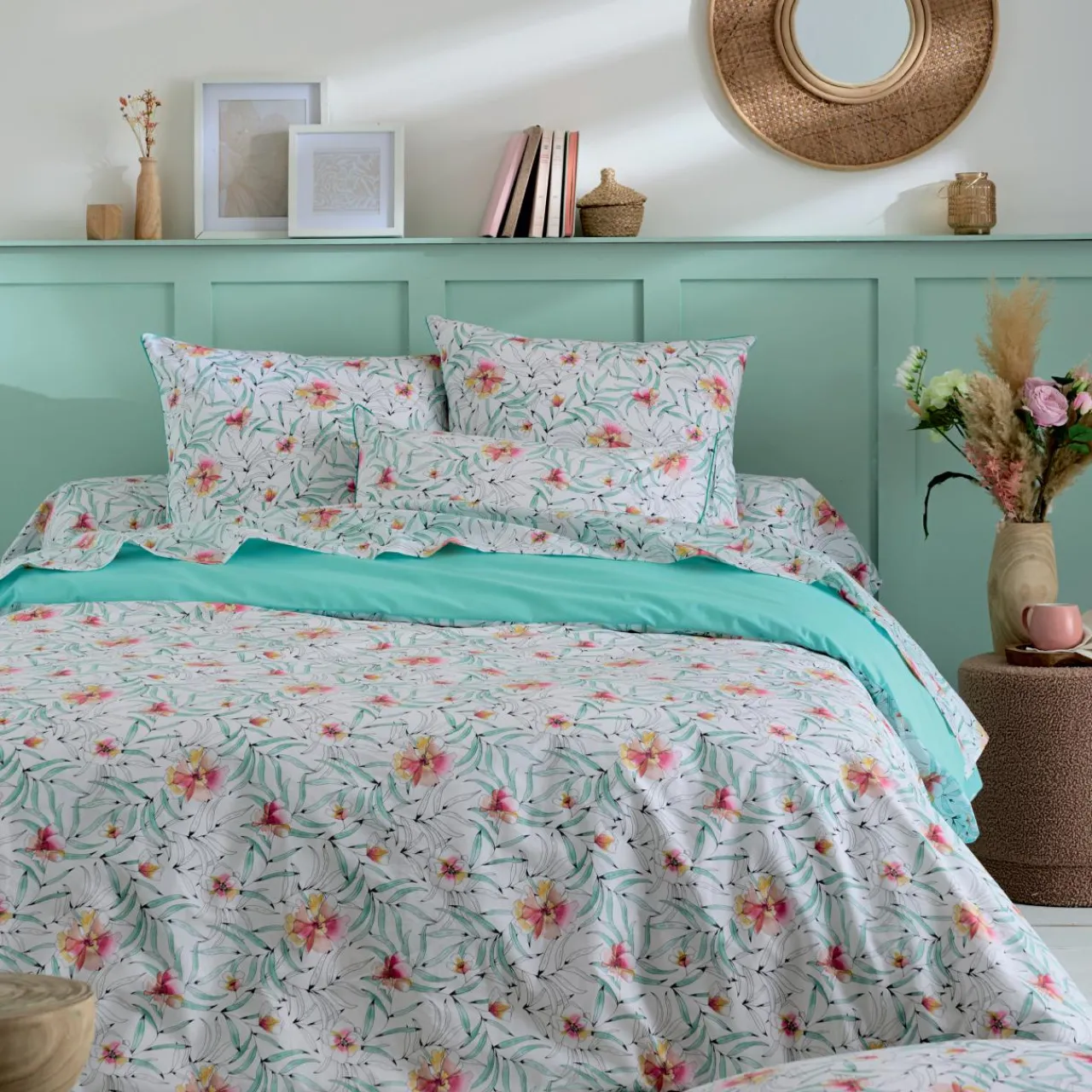 Drap Plat|TRADI LINGE Drap plat percale de coton (280 x 325 cm) Roxane Multicolore