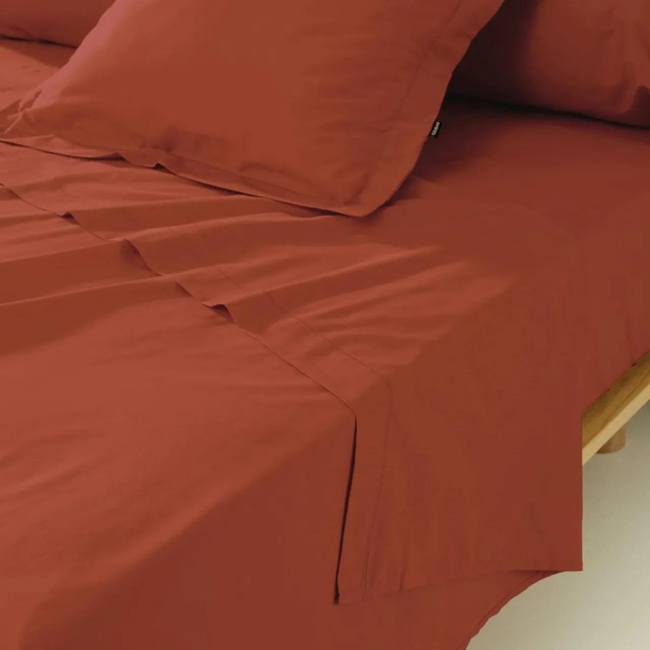 Drap Plat|EMINZA Drap plat percale de coton (270 x 300 cm) Cali Terracotta