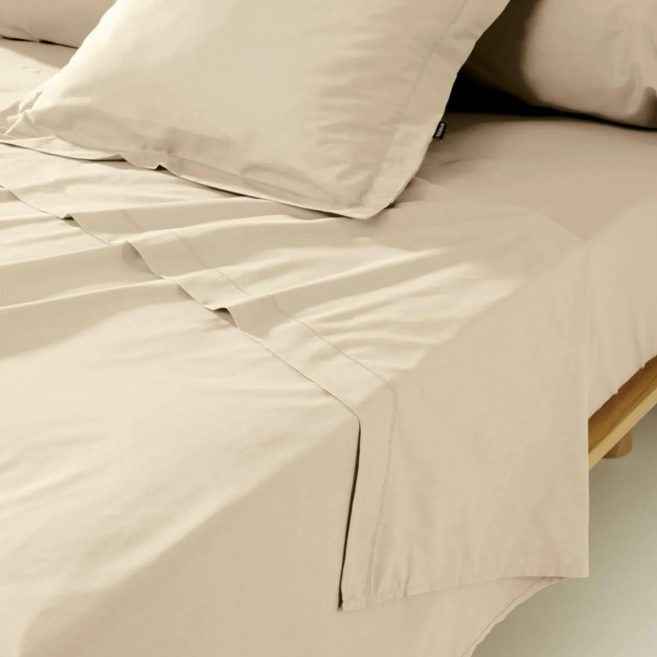 Drap Plat|EMINZA Drap plat percale de coton (270 x 300 cm) Cali Beige