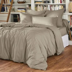 Drap Plat|EMINZA Drap plat percale de coton (270 x 300 cm) Cali Taupe