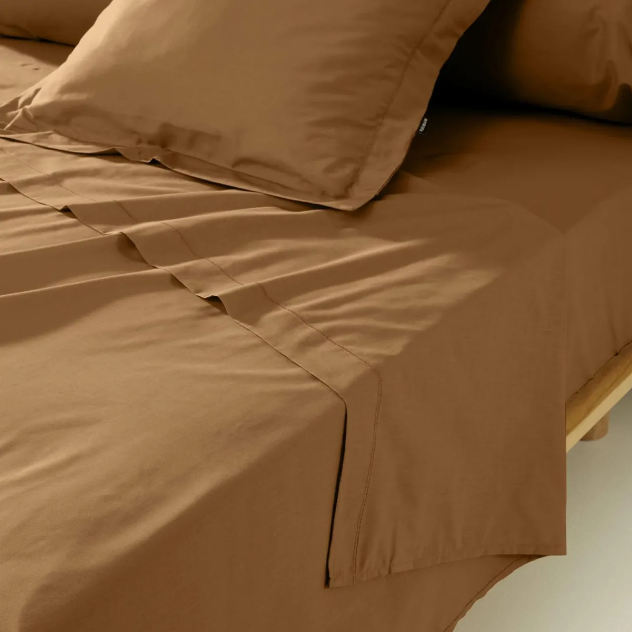 Drap Plat|EMINZA Drap plat percale de coton (270 x 300 cm) Cali Camel