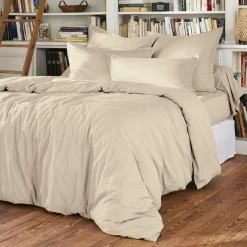 Drap Plat|EMINZA Drap plat percale de coton (240 x 300 cm) Cali Beige