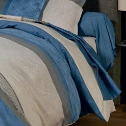 Drap Plat|TRADI LINGE Drap plat satin de coton (280 x 325 cm) Tiago Bleu