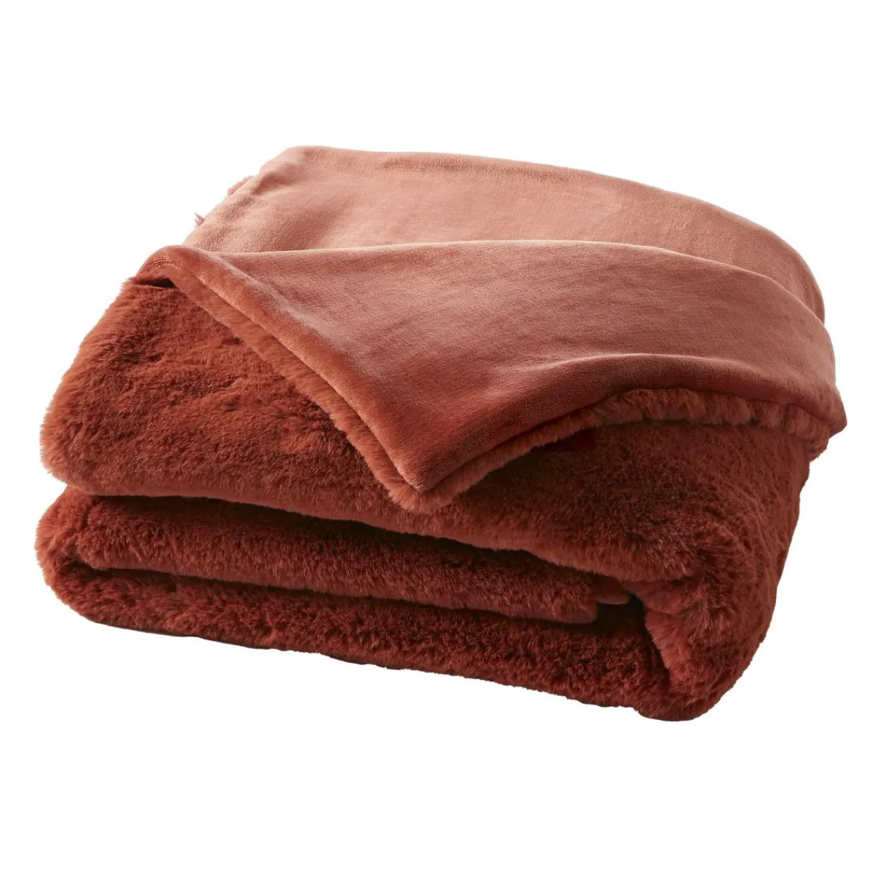 Couvre-Lit Et Édredon|EMINZA Édredon fausse fourrure (90 x 220 cm) Finn Terracotta