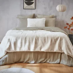 Couvre-Lit Et Édredon|EMINZA Édredon fausse fourrure (90 x 220 cm) Finn Blanc