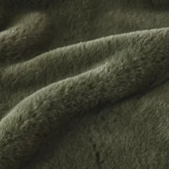 Couvre-Lit Et Édredon|EMINZA Édredon fausse fourrure (90 x 220 cm) Finn Vert kaki