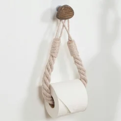 Rangement Salle De Bain|Accessoire Wc|TENDANCE Dérouleur de papier - porte serviette adhésif Galet Beige