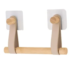 Accessoire Wc|TENDANCE Dérouleur de papier toilette adhésif easy Chic simili cuir Beige