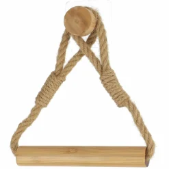 Accessoire Wc|TENDANCE Dérouleur de papier toilette adhésif bambou et corde Easy Chic Naturel
