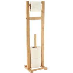 Accessoire Wc|TENDANCE Dérouleur papier toilette avec réserve Nature bambou Naturel
