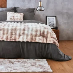 Couvre-Lit Et Édredon|EMINZA Edredon fausse fourrure (90 x 220 cm) Toronto Taupe