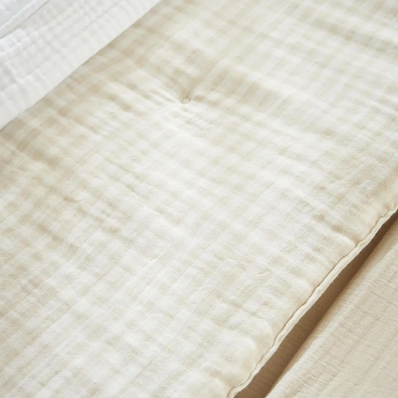 Couvre-Lit Et Édredon|EMINZA Edredon gaze de coton (90 x 200 cm) Gaïa vichy Beige