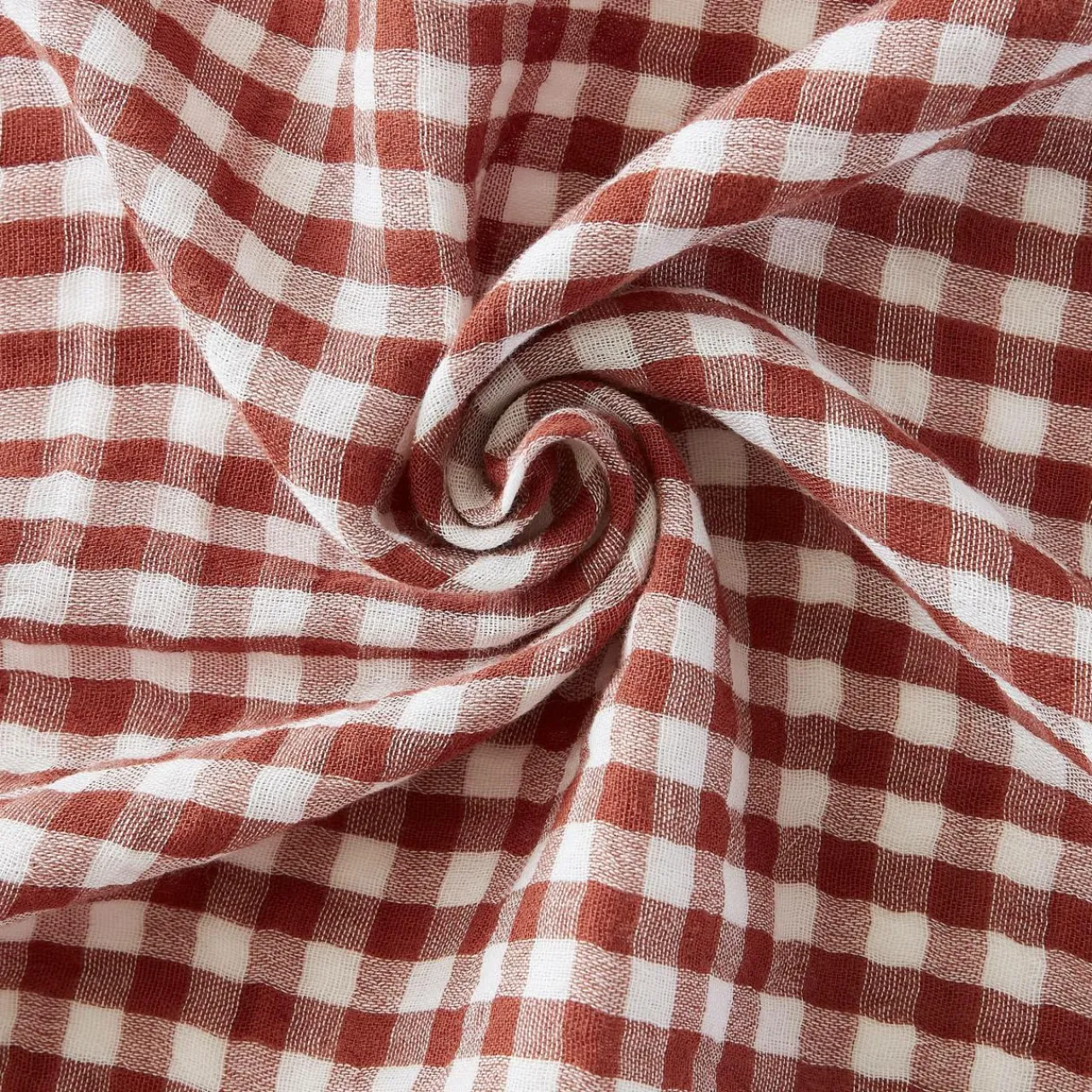 Couvre-Lit Et Édredon|EMINZA Edredon gaze de coton (90 x 200 cm) Gaïa vichy Terracotta