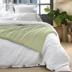 Couvre-Lit Et Édredon|EMINZA Edredon gaze de coton (150 x 150 cm) Gaïa Vert tilleul
