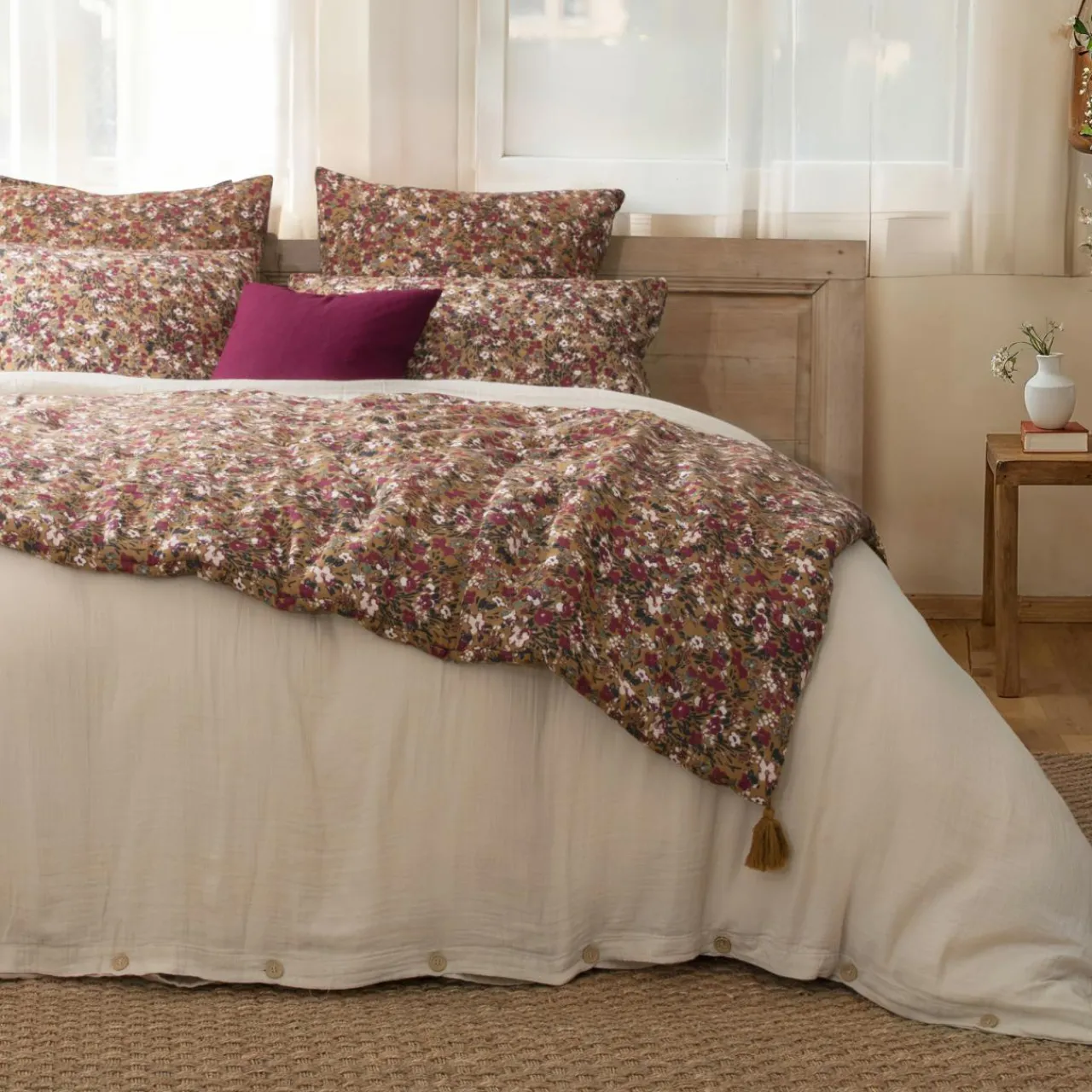 Couvre-Lit Et Édredon|EMINZA Edredon gaze de coton (90 x 200 cm) Constance Camel