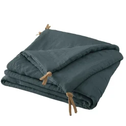 Couvre-Lit Et Édredon|EMINZA Edredon lin lavé (90 x 200 cm) Louise Gris ardoise