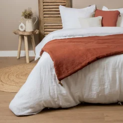 Couvre-Lit Et Édredon|EMINZA Edredon lin lavé (90 x 200 cm) Louise Terracotta