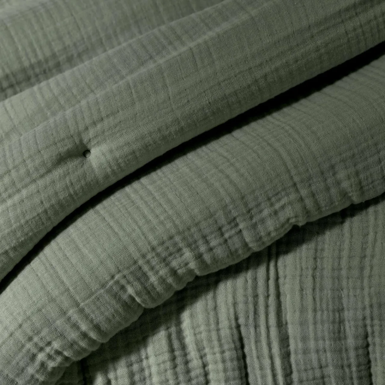 Couvre-Lit Et Édredon|EMINZA Edredon quadruple gaze de coton (90 x 220 cm) Victoria x Gaïa Vert romarin